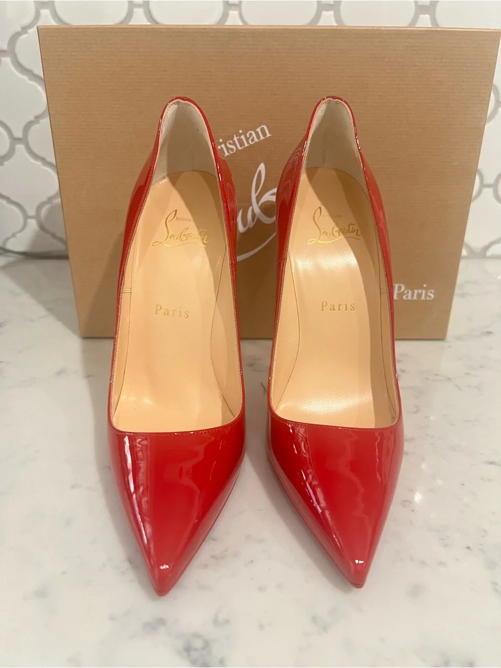 Christian Louboutin Red Patent Pigalle Follies 100mm Pumps